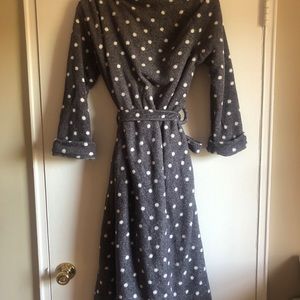 Gray and white Polka Dot Plush Bathrobe